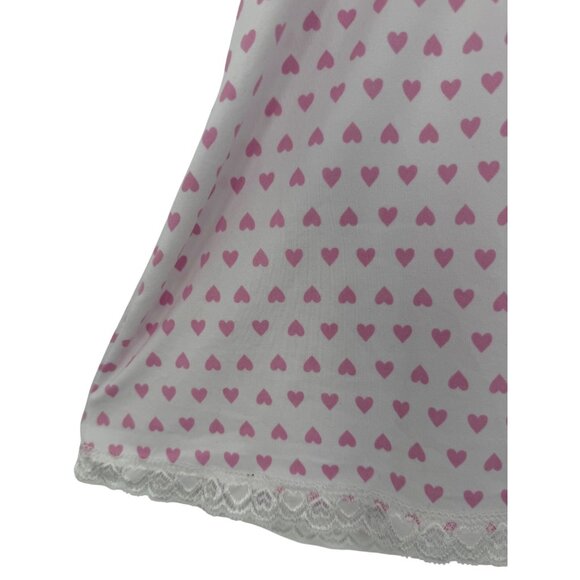 Laura Ashley Y2K Revive Croquette White Lace Trim Pink Hearts Print Babydoll Top - Picture 9 of 16